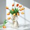 30 Pcs Artificial Tulips PU Faux Flowers, Sunset Real Touch Fake Tulips for Valentine's Day Spring Easter Home Kitchen Wedding Decorations and New Year Decor